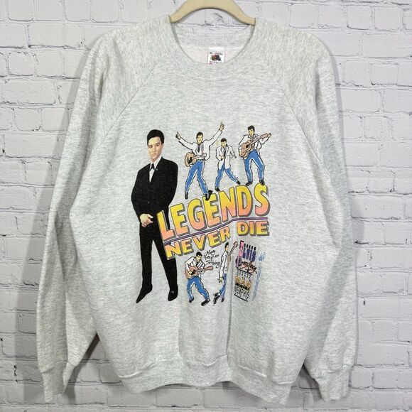 Vintage 90’s Elvis Presley Sweatshirt Men’s XL Legends Never Die Collectible Y2K - Picture 1 of 13